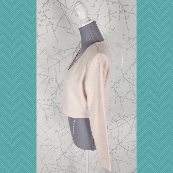 Sunday Best Cream Beige Waffle Knit V-Neck Baby Tee - Picture 2 of 4